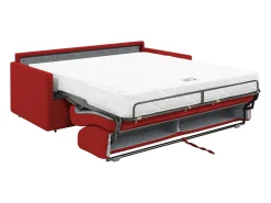 Sofá|Vente-unique Sofá cama 2 lugares rapidamente convertível 18 cm tecido cinzento CALIFE Vermelho