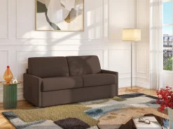 Vente-unique Sofá cama 2 lugares rapidamente convertível 22 cm tecido cinzento CALIFE^ Sofá