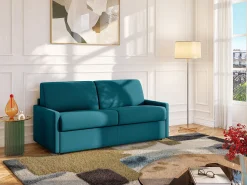 Vente-unique Sofá cama 2 lugares rapidamente convertível 22 cm tecido cinzento CALIFE^ Sofá
