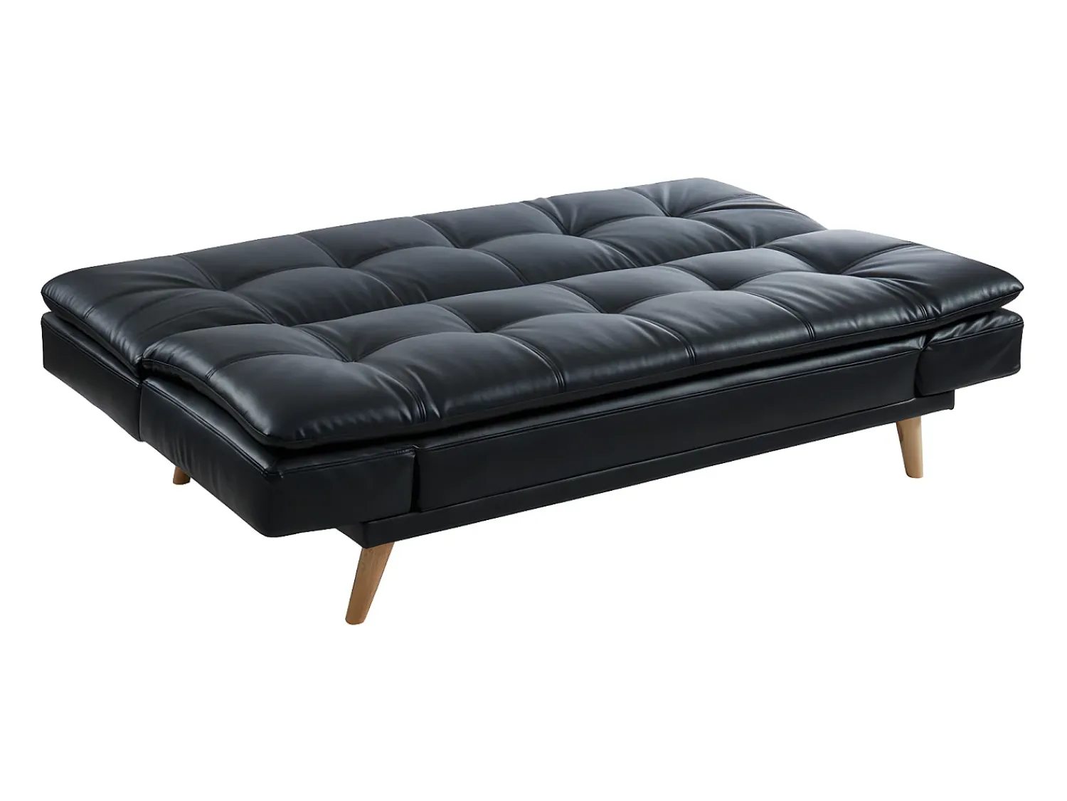 Sofá|Vente-unique Sofá cama clic clac 3 lug pele sintética Preta - ZARINA Preto