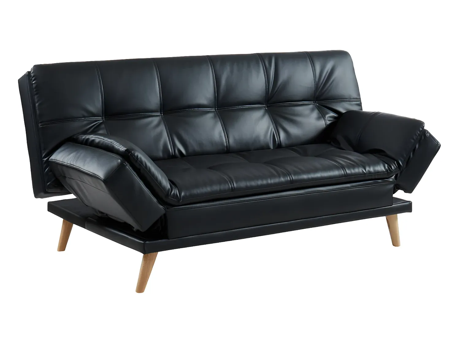 Sofá|Vente-unique Sofá cama clic clac 3 lug pele sintética Preta - ZARINA Preto
