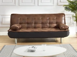 Vente-unique Sofá cama clic clac cor caramelo - MISHAN Castanho