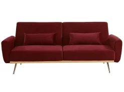 Vente-unique Sofá cama clic clac de 3 lugares em veludo vermelho - LAUNEI^ Sofá