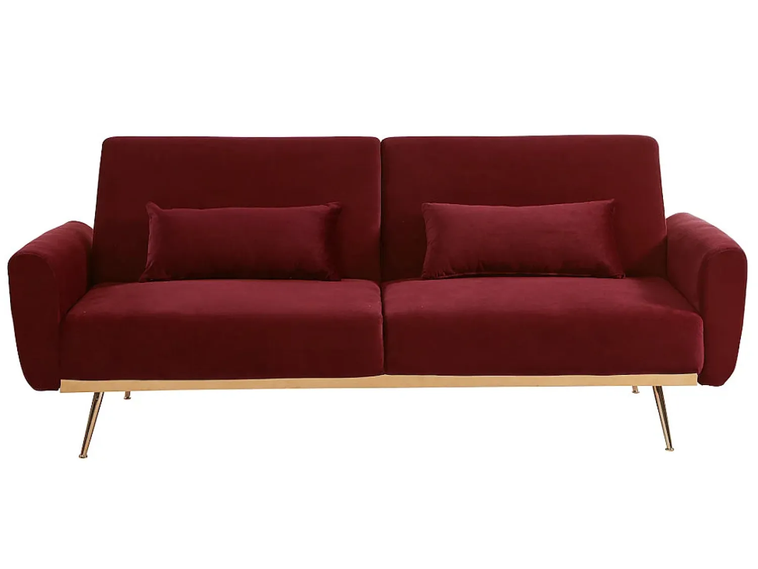 Vente-unique Sofá cama clic clac de 3 lugares em veludo vermelho - LAUNEI^ Sofá