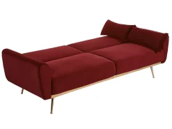 Vente-unique Sofá cama clic clac de 3 lugares em veludo vermelho - LAUNEI^ Sofá