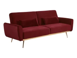 Vente-unique Sofá cama clic clac de 3 lugares em veludo vermelho - LAUNEI^ Sofá