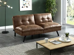 Sofá*Vente-unique Sofá cama clic clac de 3 lugares em microfibra envelhecida PEGULA Castanho