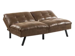 Sofá*Vente-unique Sofá cama clic clac de 3 lugares em microfibra envelhecida PEGULA Castanho