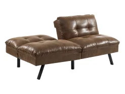 Sofá*Vente-unique Sofá cama clic clac de 3 lugares em microfibra envelhecida PEGULA Castanho