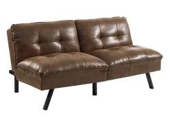 Sofá*Vente-unique Sofá cama clic clac de 3 lugares em microfibra envelhecida PEGULA Castanho