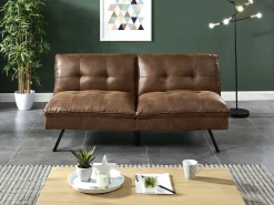 Sofá*Vente-unique Sofá cama clic clac de 3 lugares em microfibra envelhecida PEGULA Castanho