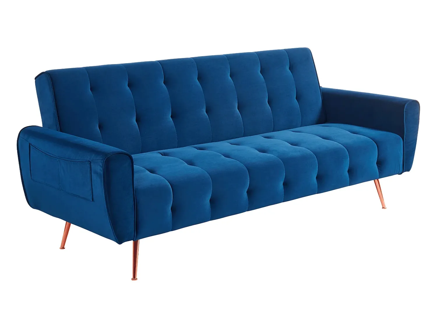 Sofá|Vente-unique Sofá cama clic clac de 3 lugares veludo azul - POLANI Azul escuro