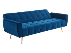 Sofá|Vente-unique Sofá cama clic clac de 3 lugares veludo azul - POLANI Azul escuro