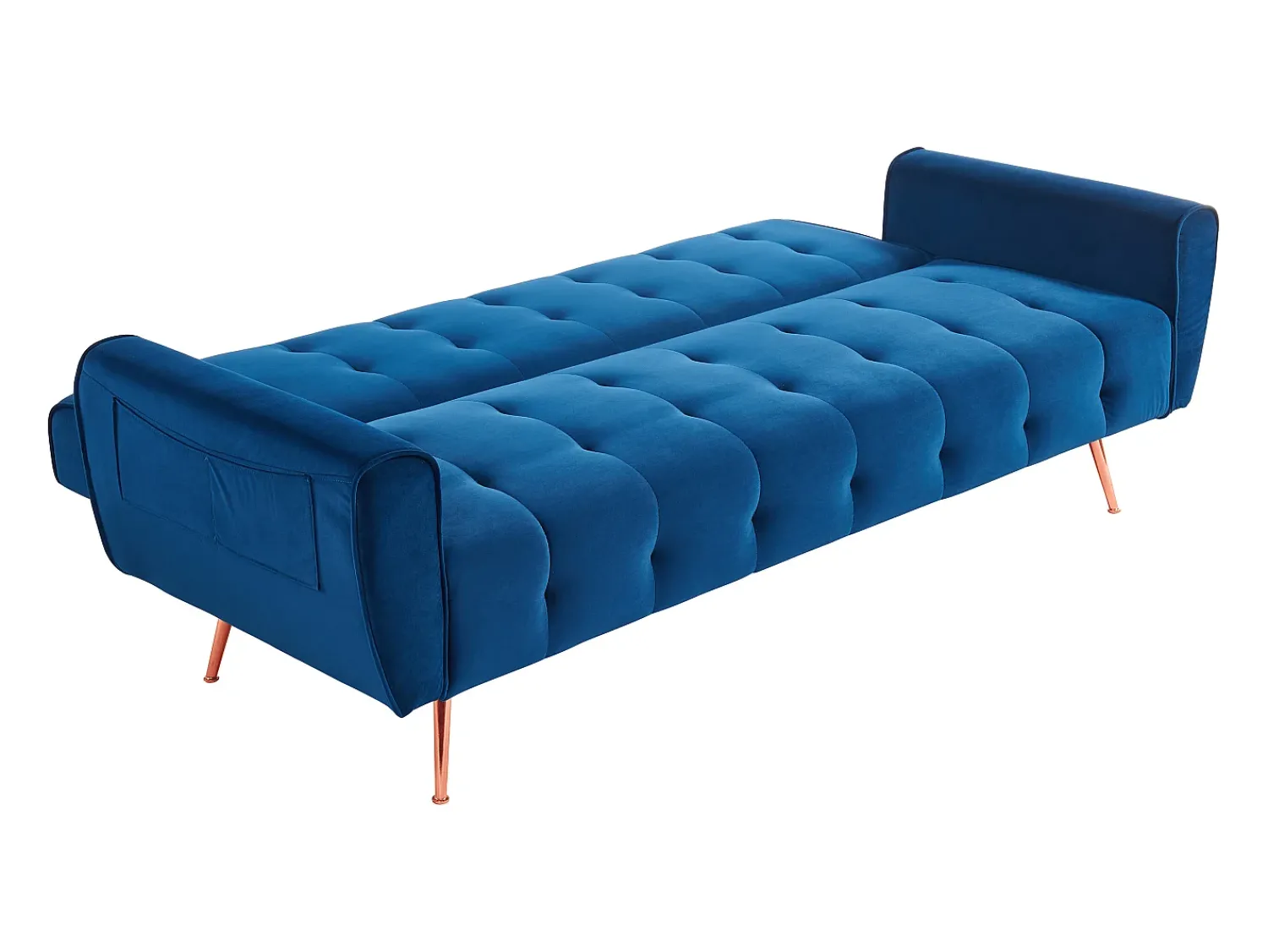 Sofá|Vente-unique Sofá cama clic clac de 3 lugares veludo azul - POLANI Azul escuro