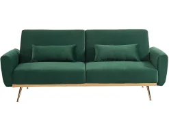 Vente-unique Sofá cama clic clac de 3 lugares em veludo verde - LAUNEI^ Sofá