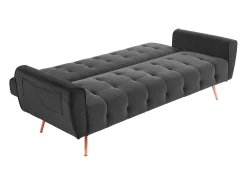 Hot Vente-unique Sofá cama clic clac de 3 lugares convertível clic clac veludo Cinzento POLANI Cinza antracite