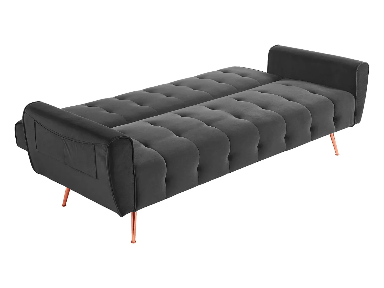 Hot Vente-unique Sofá cama clic clac de 3 lugares convertível clic clac veludo Cinzento POLANI Cinza antracite