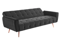 Hot Vente-unique Sofá cama clic clac de 3 lugares convertível clic clac veludo Cinzento POLANI Cinza antracite