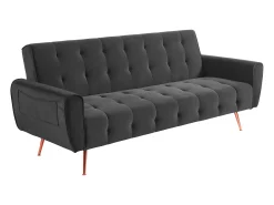 Hot Vente-unique Sofá cama clic clac de 3 lugares convertível clic clac veludo Cinzento POLANI Cinza antracite