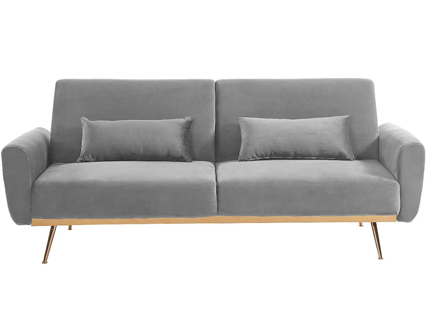 Vente-unique Sofá cama clic clac de 3 lugares em veludo cinzento - LAUNEI^ Sofá