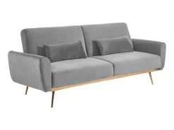 Vente-unique Sofá cama clic clac de 3 lugares em veludo cinzento - LAUNEI^ Sofá
