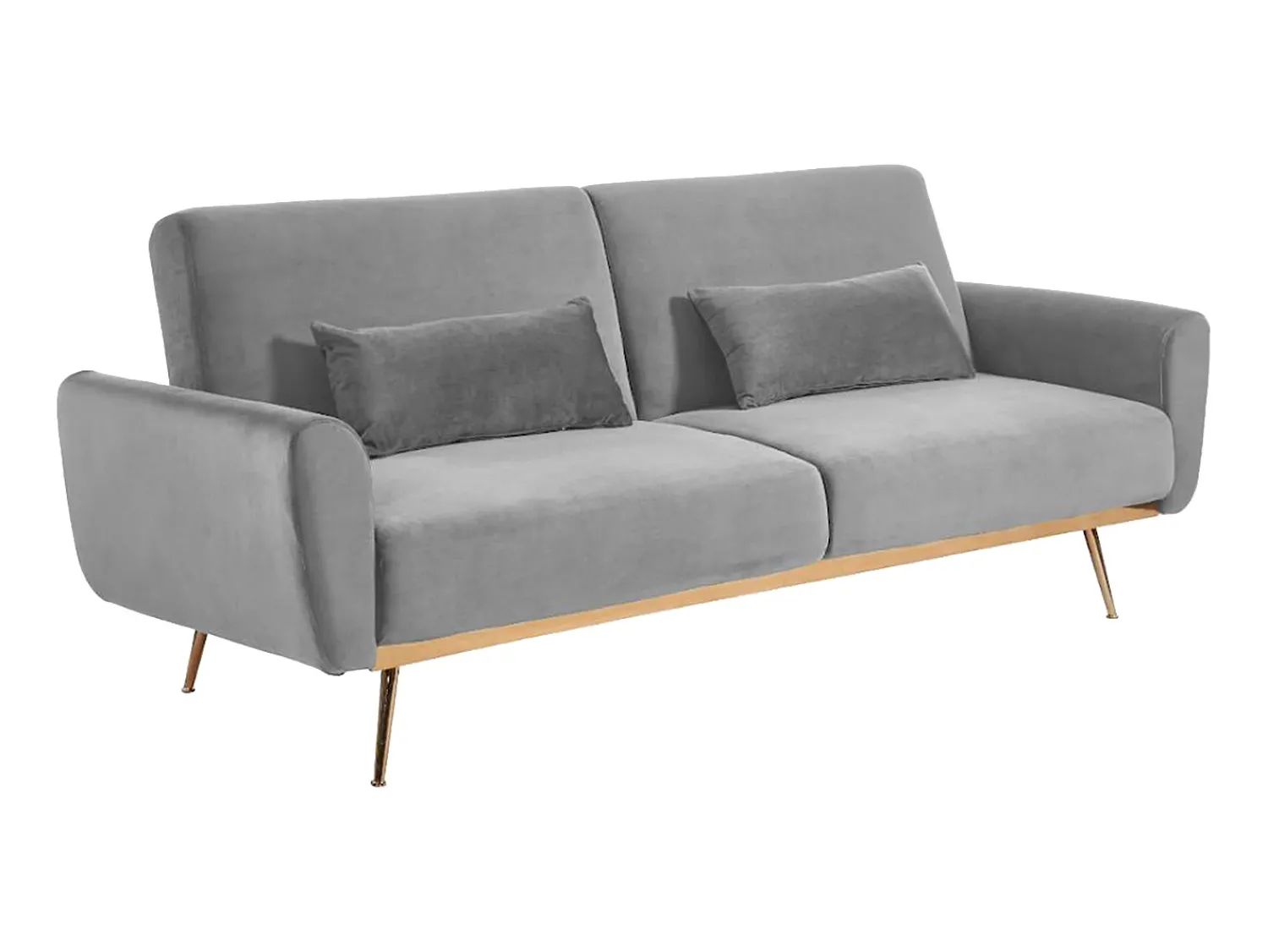 Vente-unique Sofá cama clic clac de 3 lugares em veludo cinzento - LAUNEI^ Sofá