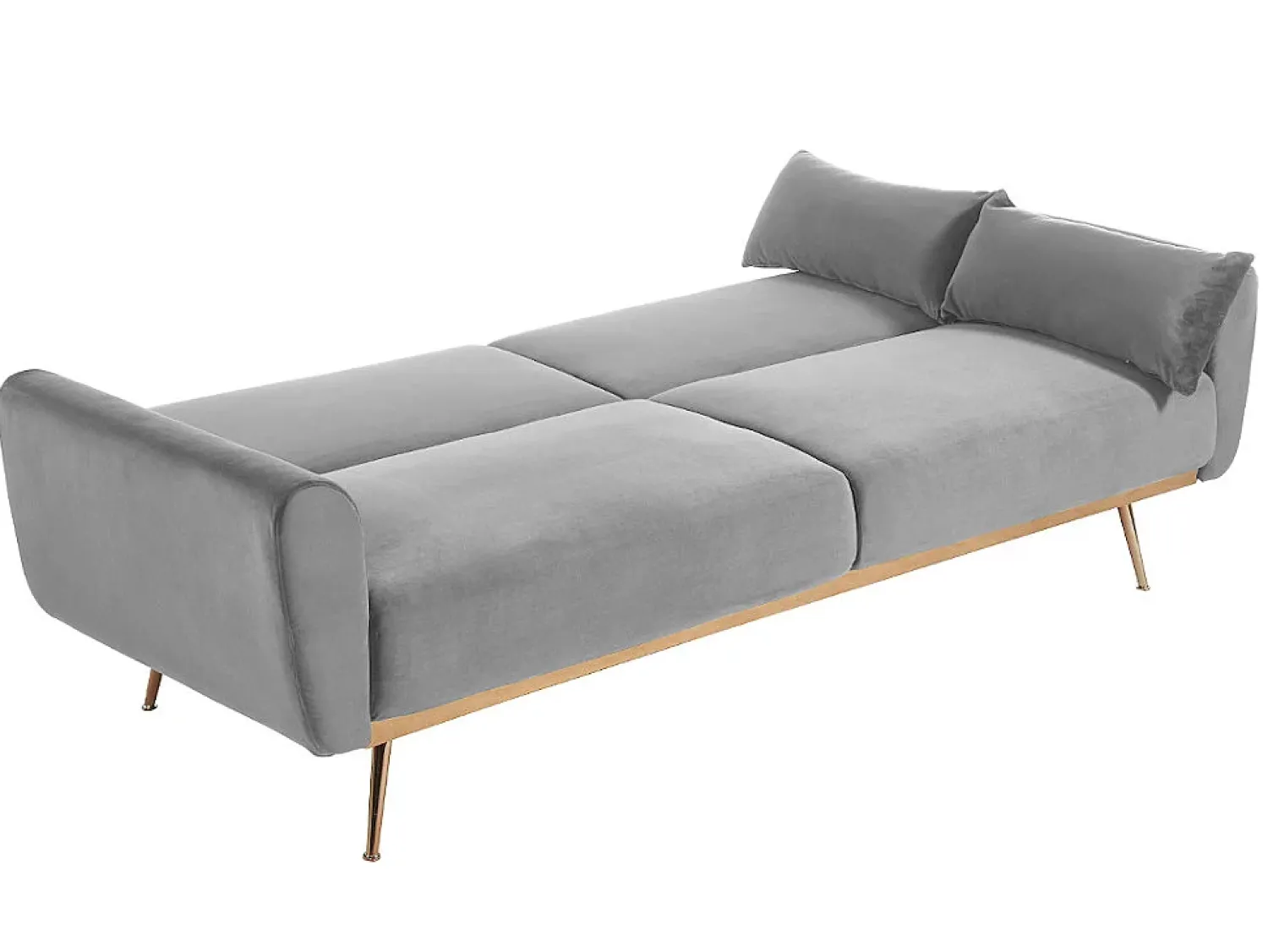 Vente-unique Sofá cama clic clac de 3 lugares em veludo cinzento - LAUNEI^ Sofá