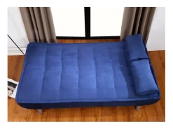Vente-unique Sofá cama clic clac e cor azul MISHAN^ Sofá