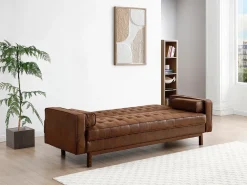 Sofá|Vente-unique Sofá cama clic clac em microfibra cor ELEANOR Castanho