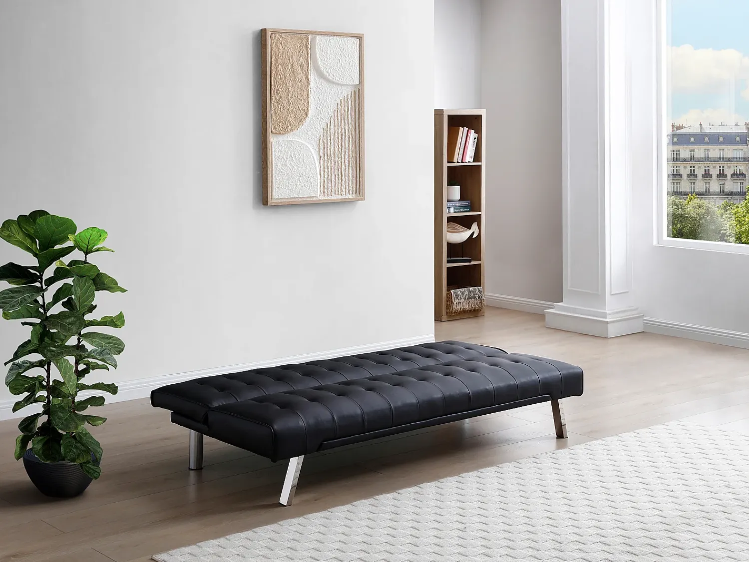 Sofá*Vente-unique Sofá cama clic clac em pele sintética - GUILLAUME Preto