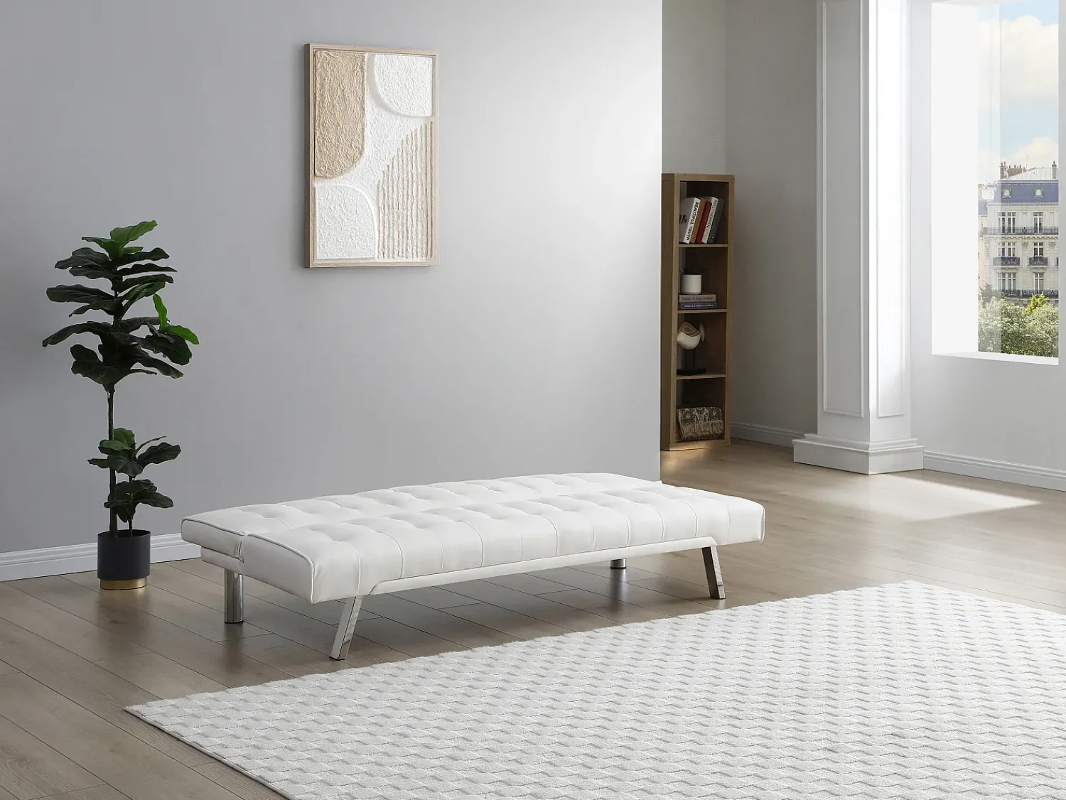 Sofá*Vente-unique Sofá cama clic clac em pele sintética - GUILLAUME Branco