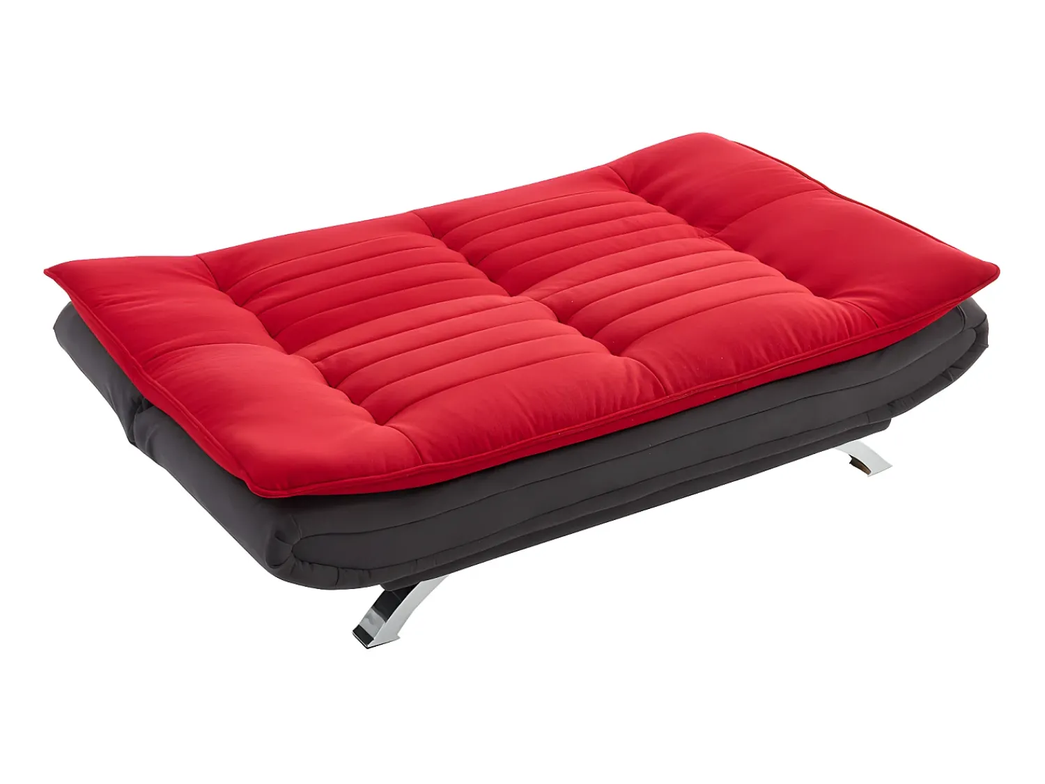 Outlet Vente-unique Sofá cama clic clac em tecido e cinzento escuro - DEMIDO Vermelho