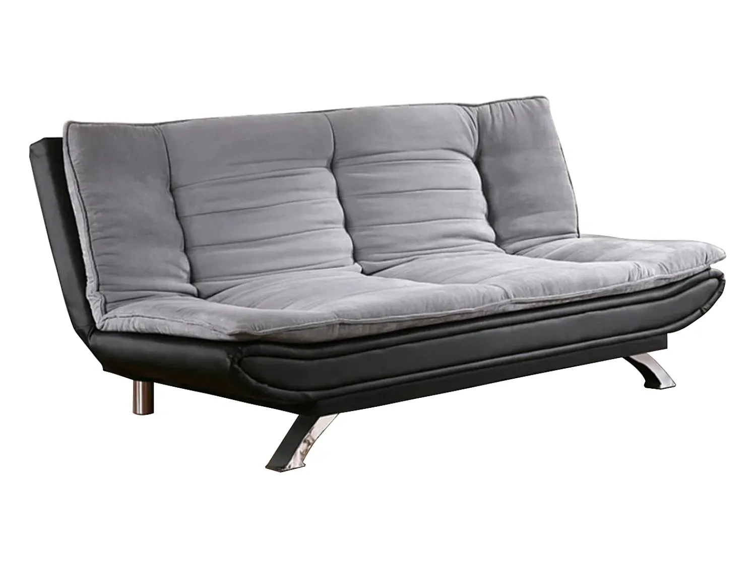 Best Vente-unique Sofá cama clic clac em tecido e pele sintética e preto DEMIDO II Cinzento