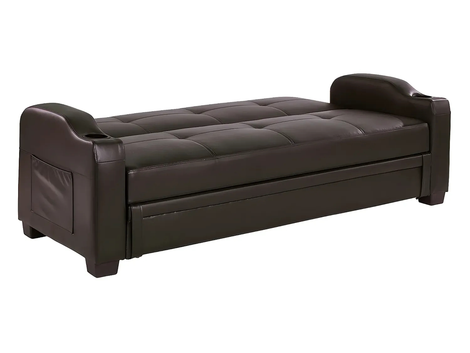 Hot Vente-unique Sofá cama clic-clac pele sintética Castanho - MIRELLA Castanho chocolate