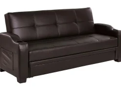Hot Vente-unique Sofá cama clic-clac pele sintética Castanho - MIRELLA Castanho chocolate