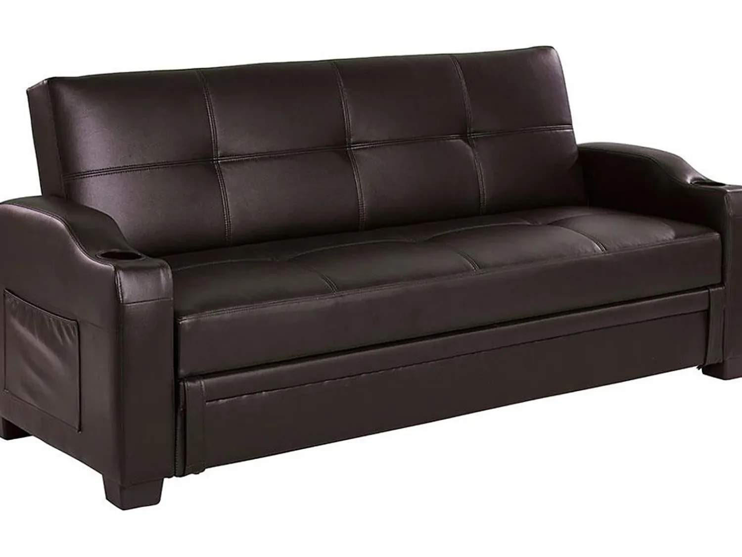 Hot Vente-unique Sofá cama clic-clac pele sintética Castanho - MIRELLA Castanho chocolate