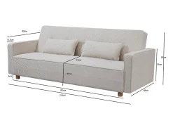 Sofá|Concept-Usine Sofá Cama Conversível 3 Lugares Veludo Cotelê Copenhaga Escandinavo Confortável e Prático Bege