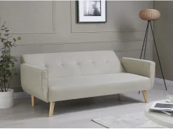Sofá*Concept-Usine Sofá Cama Conversível Escandinavo 3 Lugares MALMO Veludo Azul Noite Bege