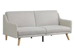 Sofá|Concept-Usine Sofá Cama Conversível Escandinavo Cinza Claro ESTER - Design Moderno, Conversível, 3 Lugares, Madeira Maciça, Fácil de Manter Cinzento