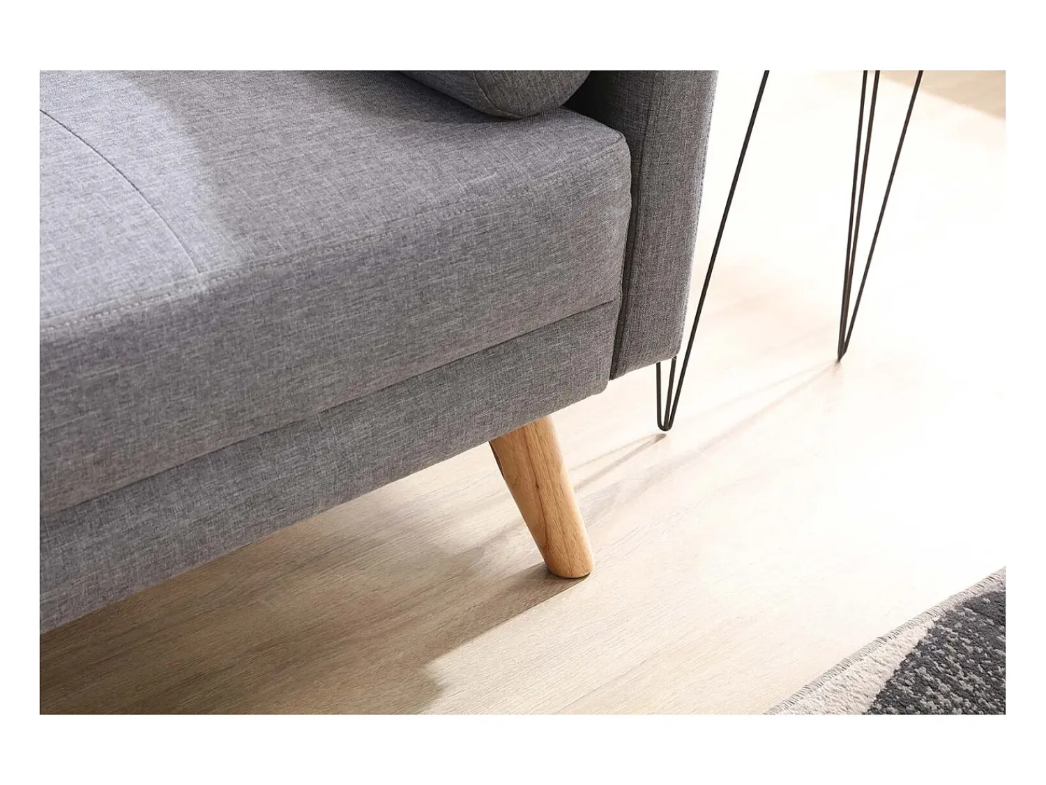 Concept-Usine Sofá Cama Conversível Escandinavo 3 Lugares Cinza WOODEN^ Sofá