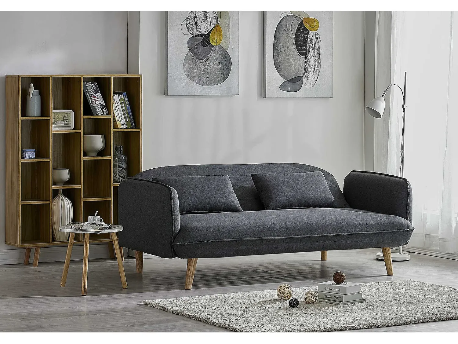 Hot Concept-Usine Sofá Cama Conversível Escandinavo 3 Lugares Cinza SOTCHI - Estilo Moderno e Tendência Cinzento