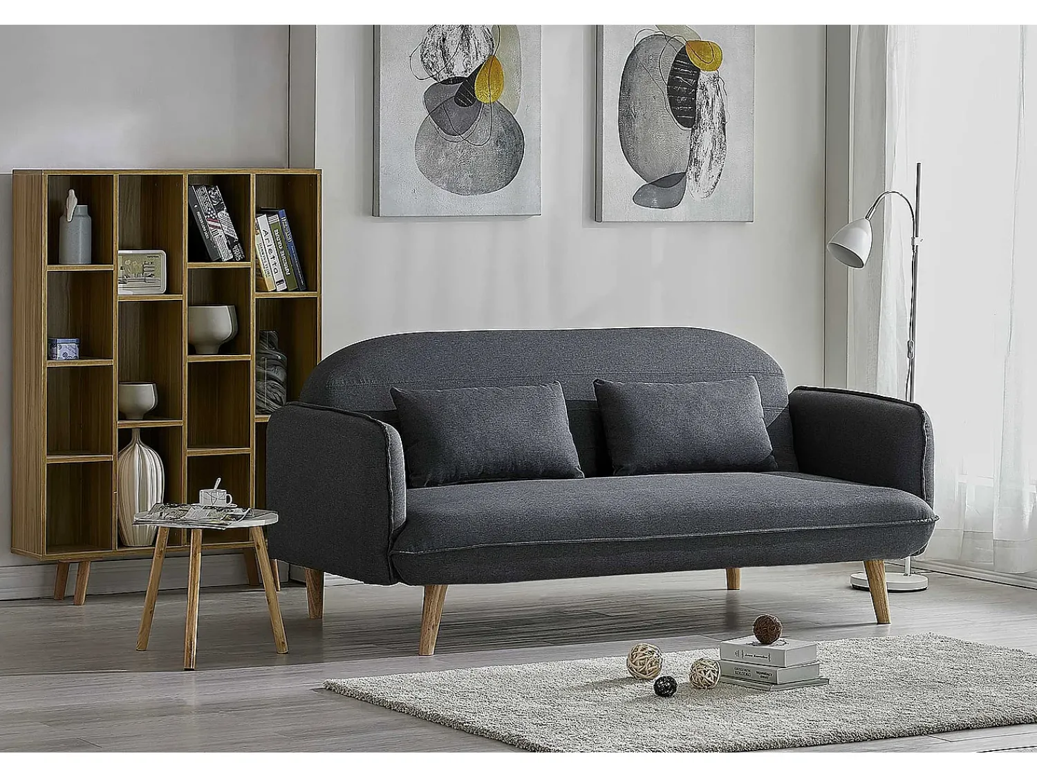Hot Concept-Usine Sofá Cama Conversível Escandinavo 3 Lugares Cinza SOTCHI - Estilo Moderno e Tendência Cinzento