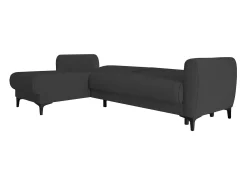 Dmora Sofá cama Dabazo, Sofá cama de canto com península reversível, Sofá moderno de arrumação com chaiselongue e 3 almofadas, 230x153h85 cm, Antracite^ Sofá