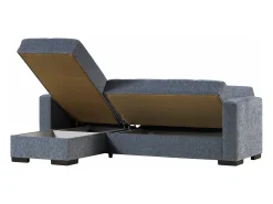Sofá|Dmora Sofá cama Ddajca, Sofá cama de canto com península reversível, Sofá de arrumação para sala com chaislongue e 2 almofadas, 230x150h81 cm, Cinza Cinzento