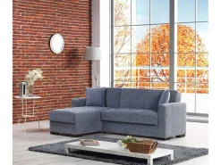 Sofá|Dmora Sofá cama Ddajca, Sofá cama de canto com península reversível, Sofá de arrumação para sala com chaislongue e 2 almofadas, 230x150h81 cm, Cinza Cinzento