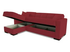 Dmora Sofá cama Ddajca, Sofá cama de canto com península reversível, Sofá de arrumação para sala com chaislongue e 2 almofadas, 230x150h81 cm,^ Sofá