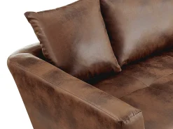 Sofá|Vente-unique Sofá cama de canto direito em microfibra ROMANE II Castanho