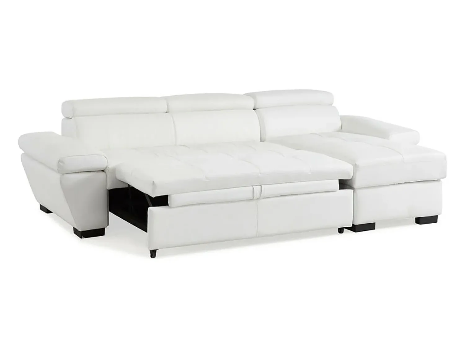 Sofá*LINEA SOFA Sofá cama de canto direito em dois materiais JONOVA Branco