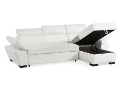 Sofá*LINEA SOFA Sofá cama de canto direito em dois materiais JONOVA Branco