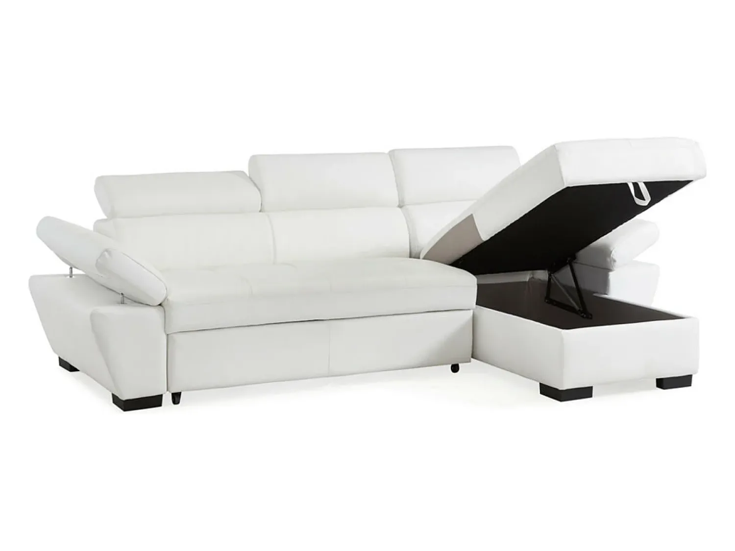 Sofá*LINEA SOFA Sofá cama de canto direito em dois materiais JONOVA Branco
